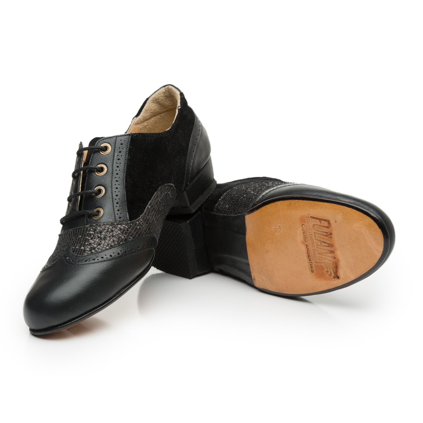 Fulana Handmade tango shoes (Oxford Curvy- Black Shiny)