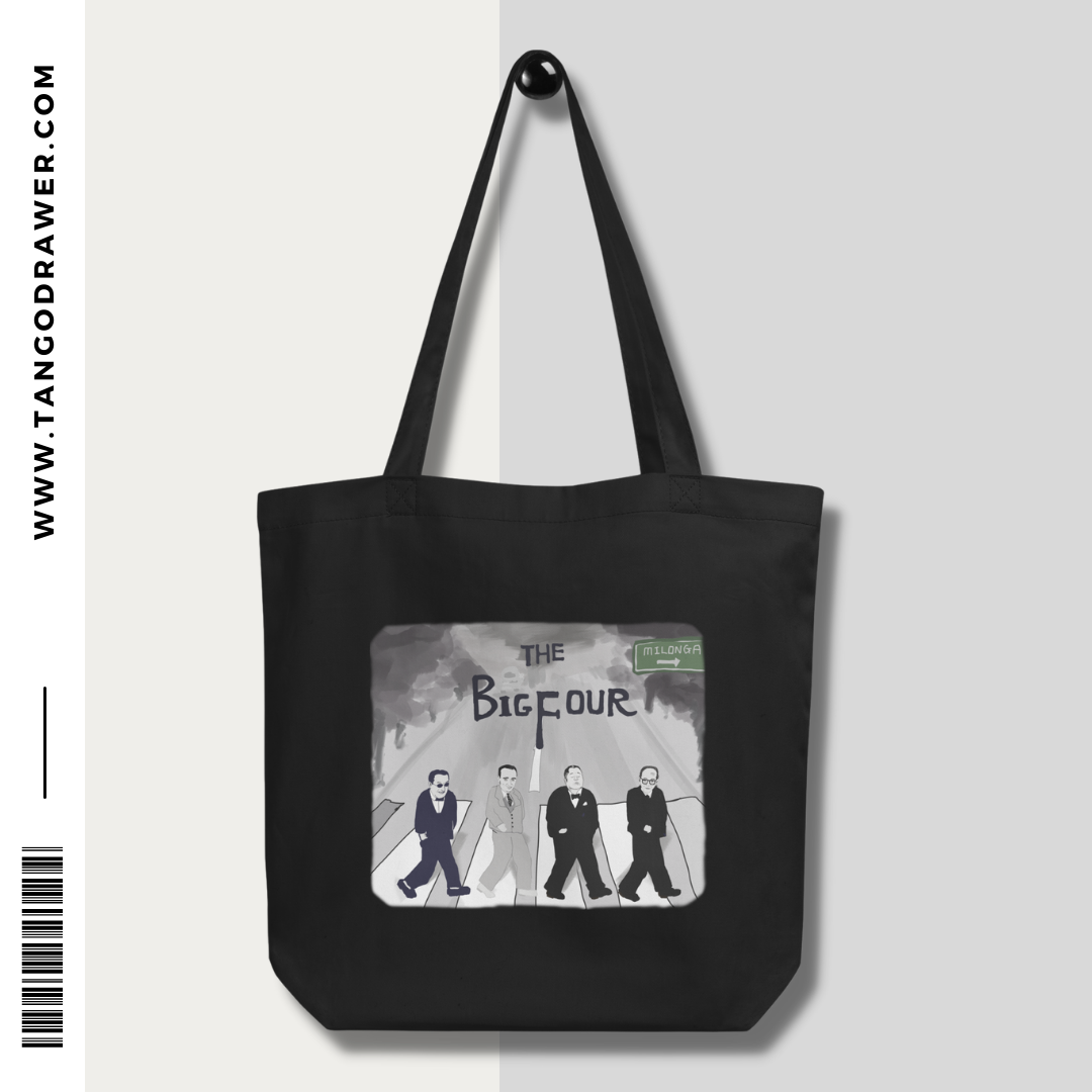 Tango Orchestra Tote Bag (black) "The Big Four " Abbey Road (d'Arienzo,Di Sarli,Troilo,Pugliese) | Dancer Lover | Tango Gift | Tango Everything is Here