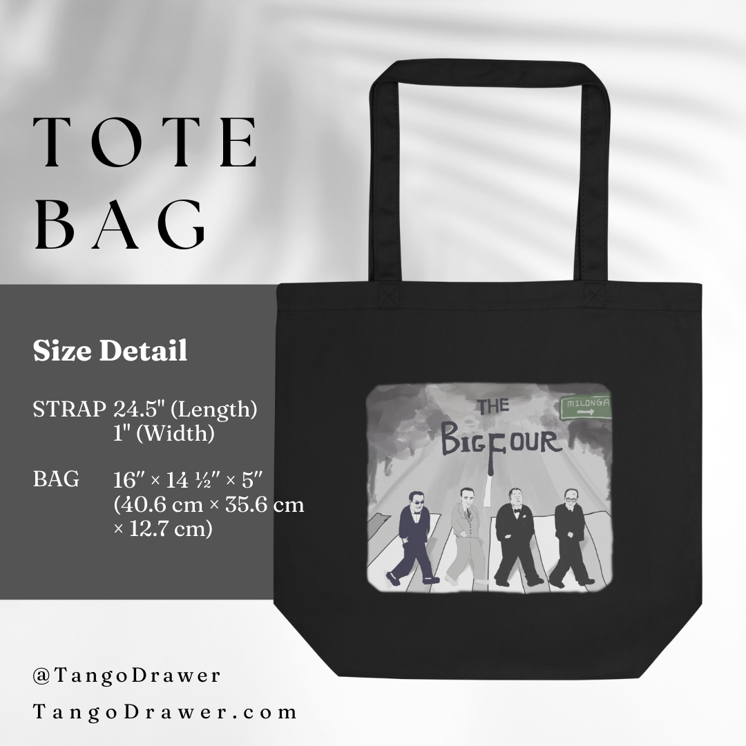 Tango Orchestra Tote Bag (black) "The Big Four " Abbey Road (d'Arienzo,Di Sarli,Troilo,Pugliese) | Dancer Lover | Tango Gift | Tango Everything is Here