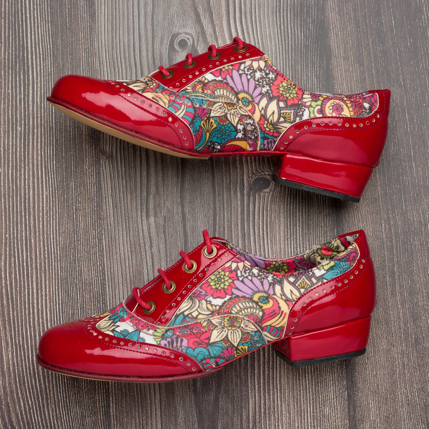 Fulana Handmade tango shoes (Oxford Curvy-Flowered satin vegan)