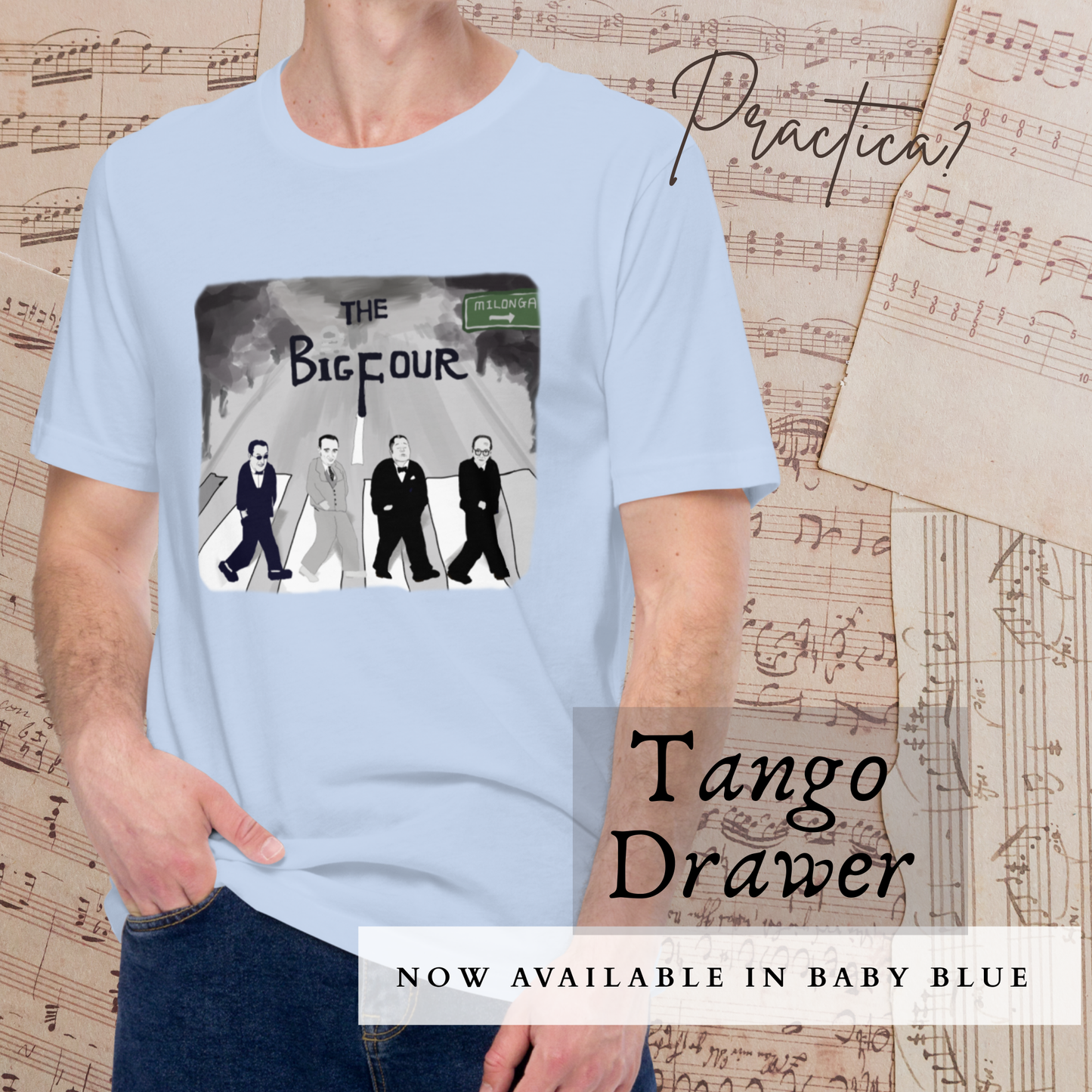 探戈 T 卹 - “四大”艾比路 (d'Arienzo,Di Sarli,Troilo,Pugliese) |舞者 |探戈禮物 |探戈上衣